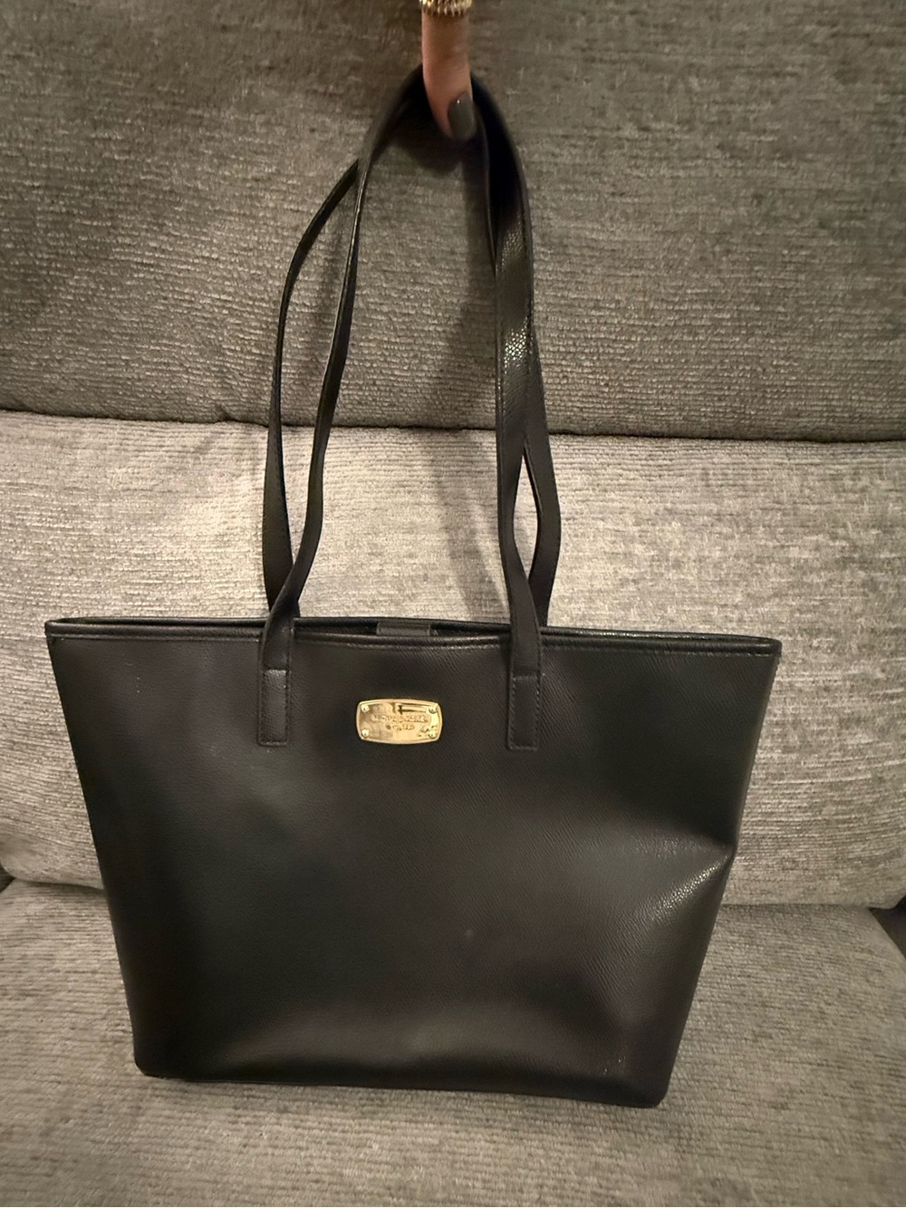 Michael Kors Black Leather Tote Bag.